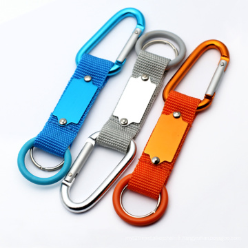 Commerce de gros pas cher personnalisé en forme de D en aluminium randonnée Snap Mousqueton Keychain